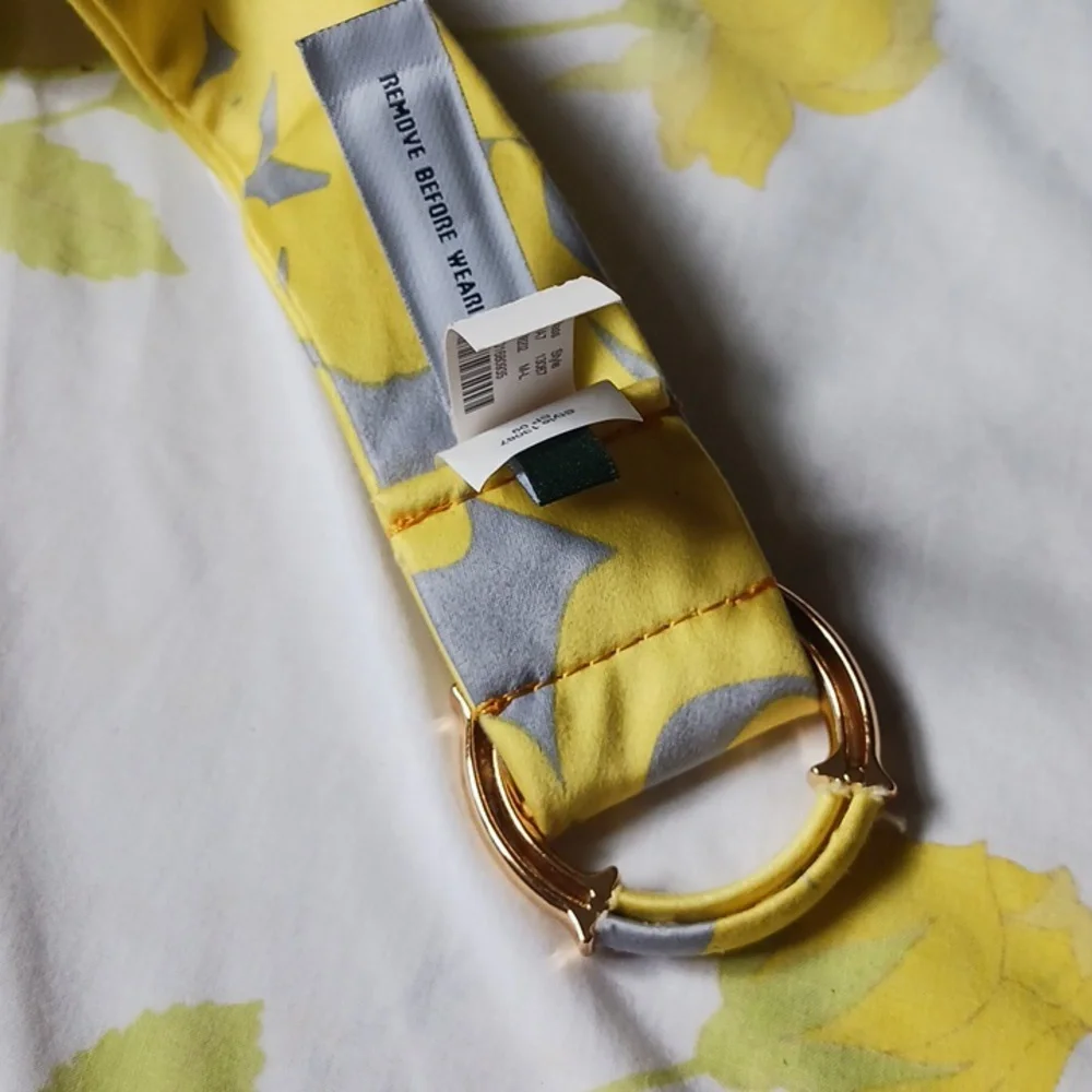 Nwt J.Crew Silk Belt Nautical Yellow Gold Women's Preppy - Picture 4 of 5